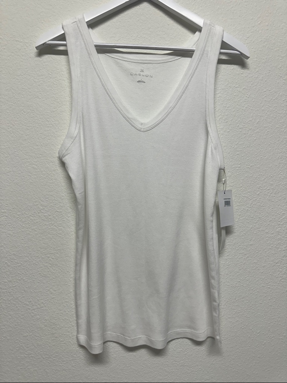 Caslon White V-Neck Tank — Classic Rib Trim NWT